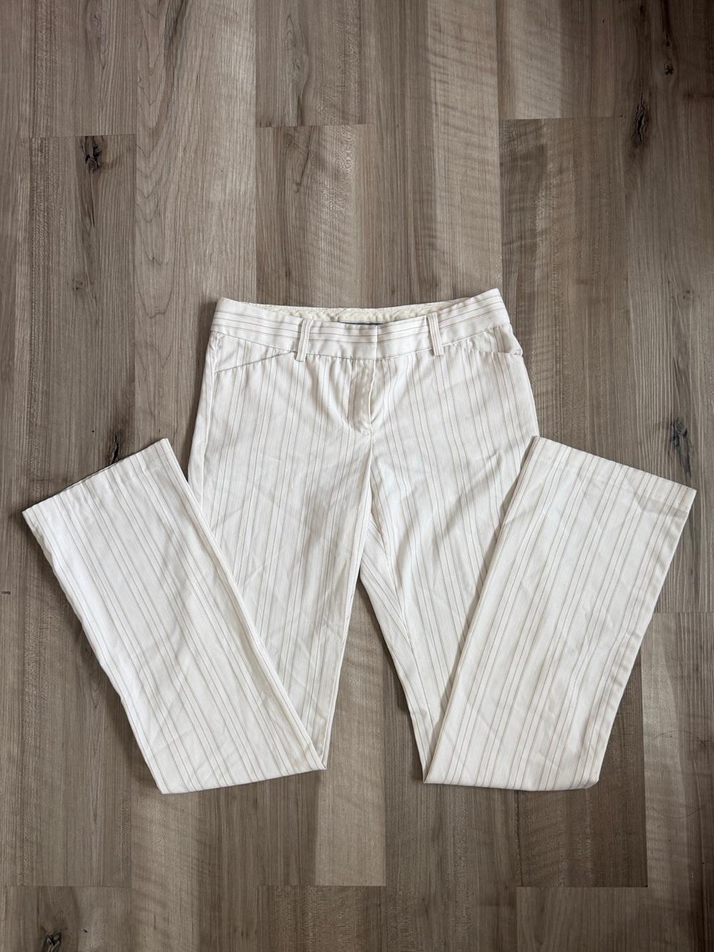 Express Cream Pinstripe Dress Pants